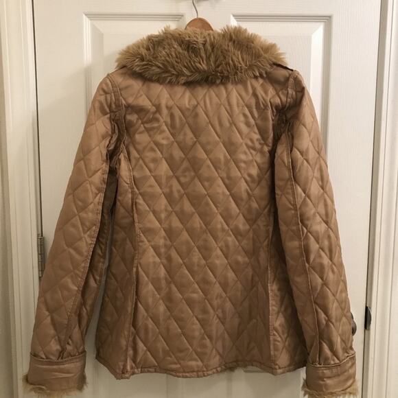 Donatella Sport Womens Tan 3 In 1 Suede Faux Fur Trim Penny Lane Coat SMALL - Picture 7 of 11